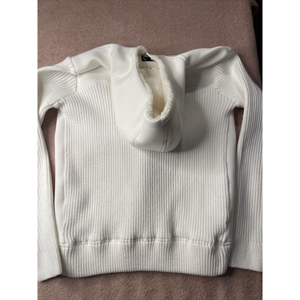 Stone Falcon Jacket Men's Sz Medium Off white Sherpa Lined Hoodie Sweater Sleeve - Picture 6 of 6